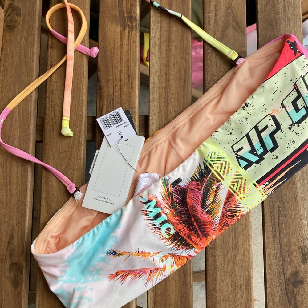 Rip Curl retro 1990 graphic bandeau bikini top XL - Picture 3 of 3